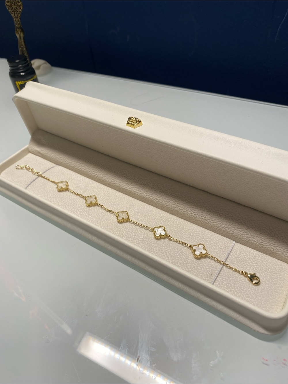 18k plated Gold Clover Link Bracelet - Women Jewelry